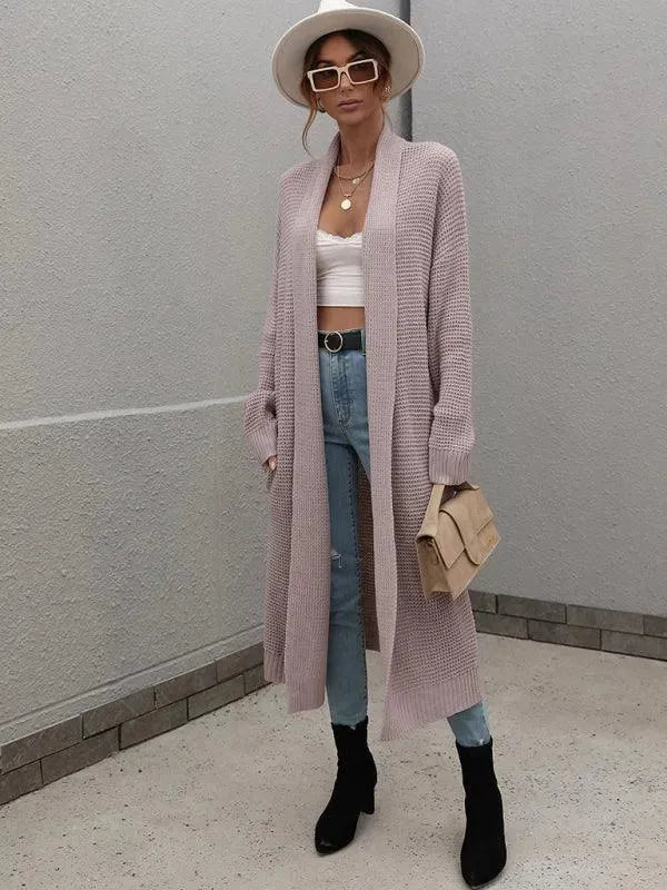 Women’s Longline Slip-On Cardigan Sweater – Relaxed V-Neck Layer