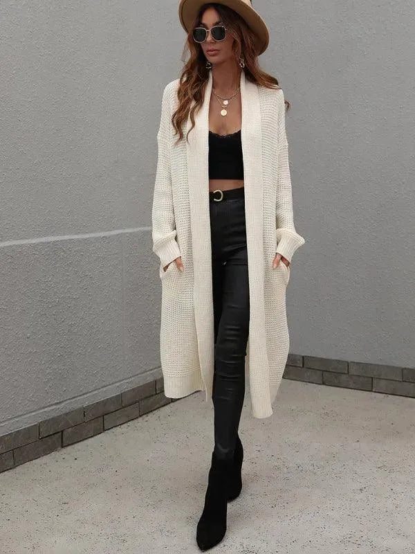 Women’s Longline Slip-On Cardigan Sweater – Relaxed V-Neck Layer