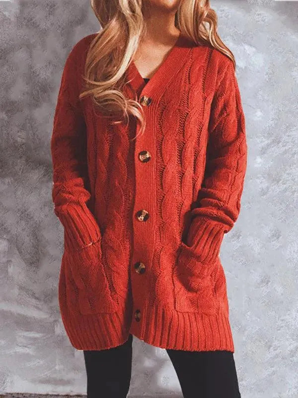 Women's Longline V-Neck Pocket Cardigan Sweater