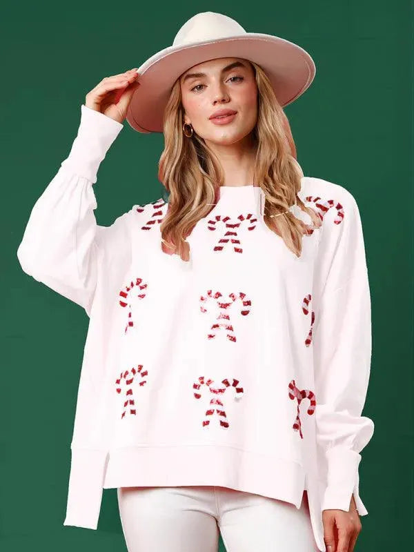 Women's Loose Printed Casual Sweatshirt-Women Sweatshirt-LeStyleParfait