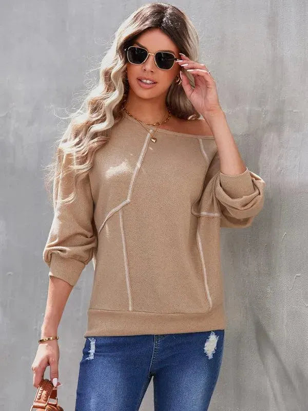 Women's Loose Round Neck Sweatshirt-Women Sweatshirt-LeStyleParfait