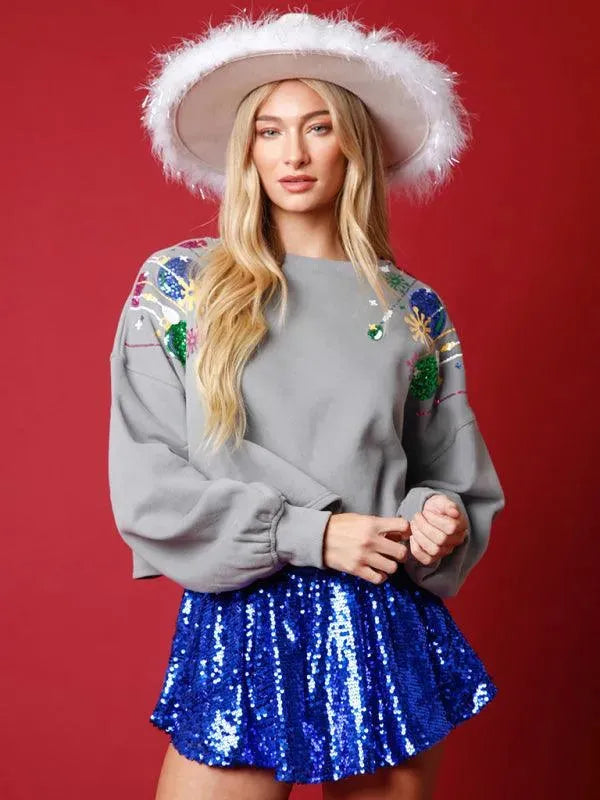Women's Loose Sequined Casual Sweatshirt-Women Sweatshirt-LeStyleParfait