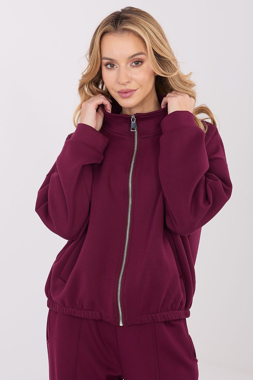 Women's Loose Zip-Up Sweatshirt — Black-Women Sweatshirt-LeStyleParfait