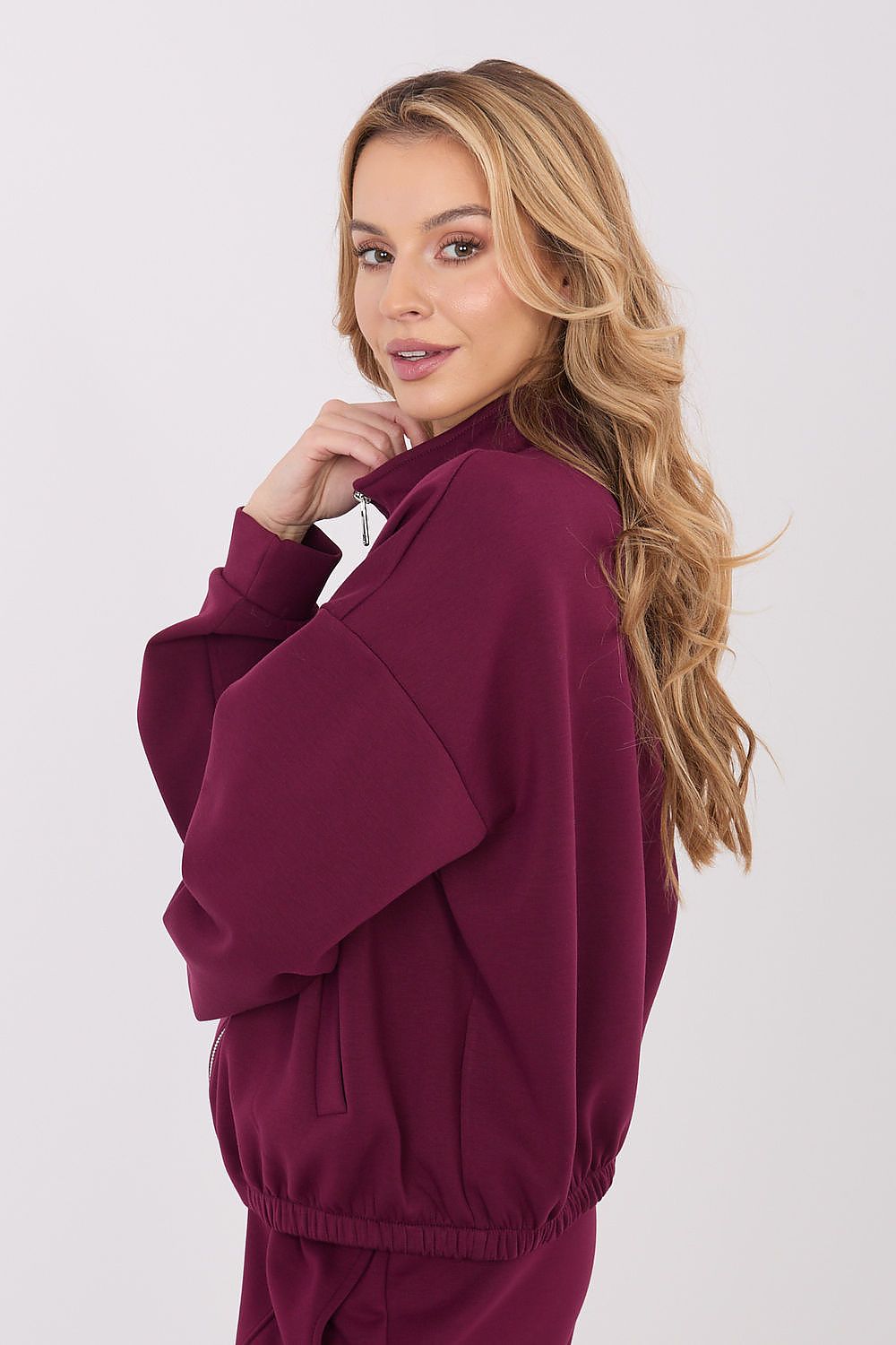 Women's Loose Zip-Up Sweatshirt — Black-Women Sweatshirt-LeStyleParfait