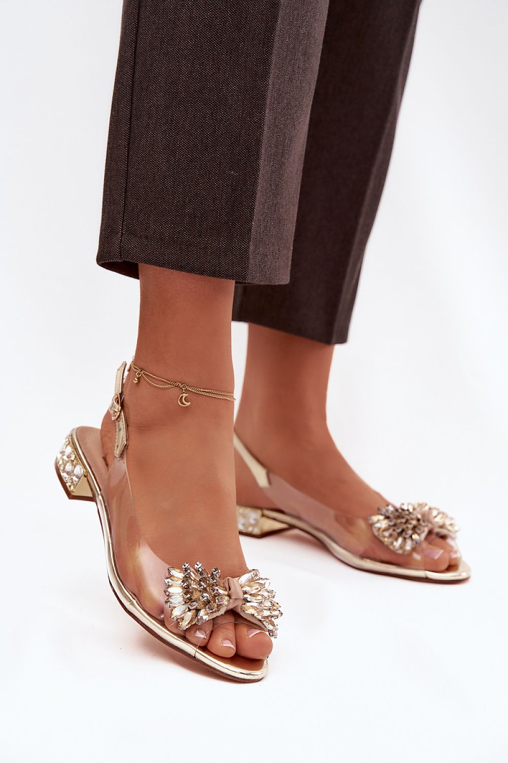 Women’s Low Heel Crystal Sandals-Women's Sandals-LeStyleParfait