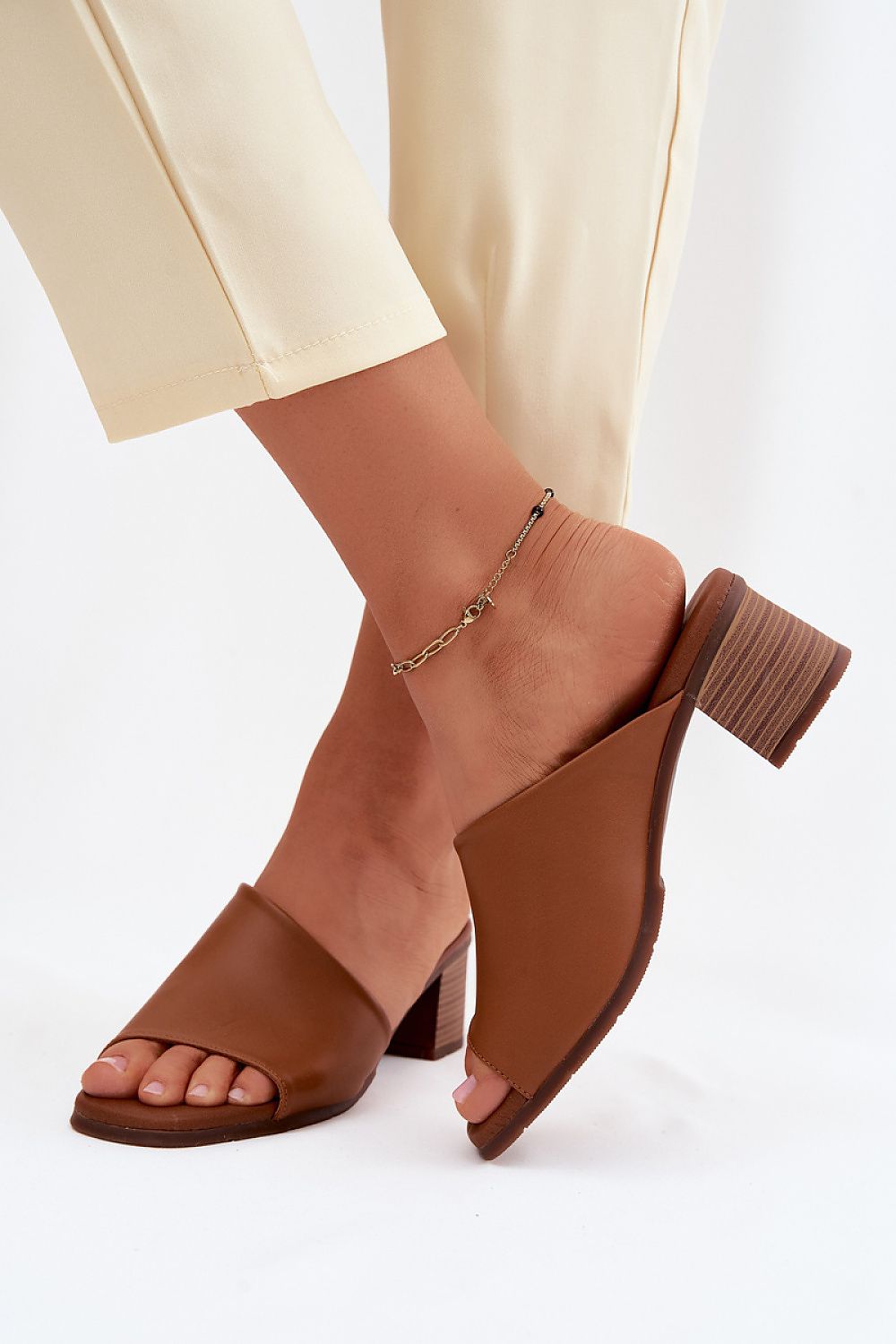 Women’s Low Heel Leather Sandals-Women's Sandals-LeStyleParfait