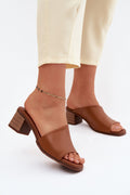 Women’s Low Heel Leather Sandals-Women's Sandals-LeStyleParfait
