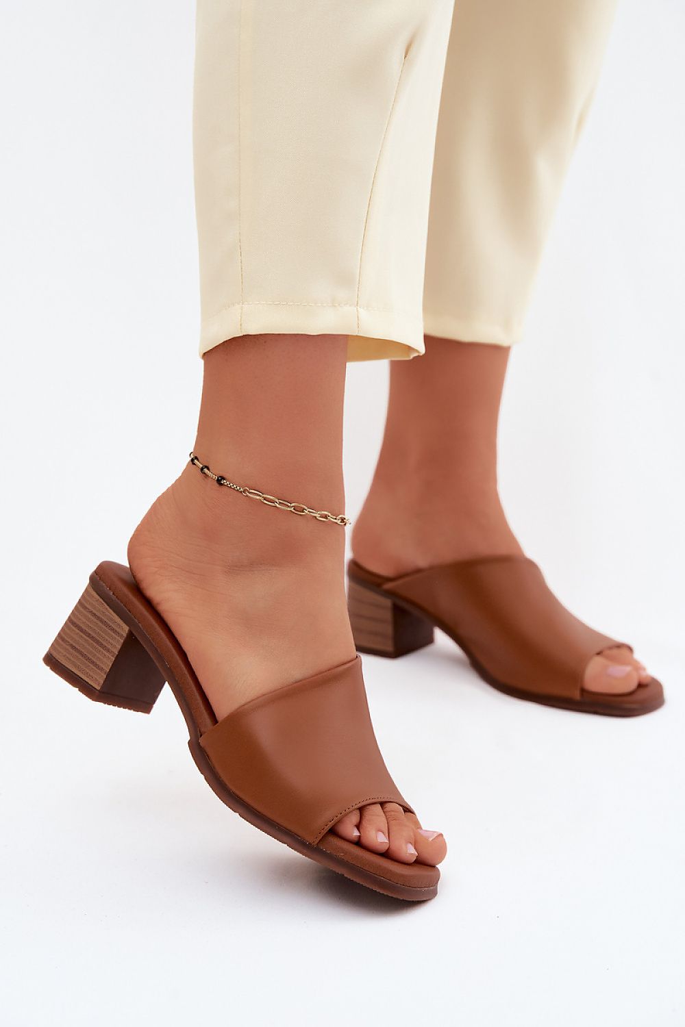 Women’s Low Heel Leather Sandals-Women's Sandals-LeStyleParfait