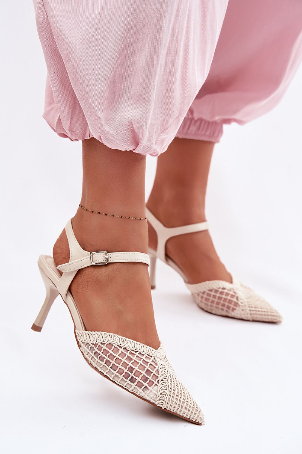 Women’s Mesh Strappy Stiletto Sandals-Women's Sandals-LeStyleParfait