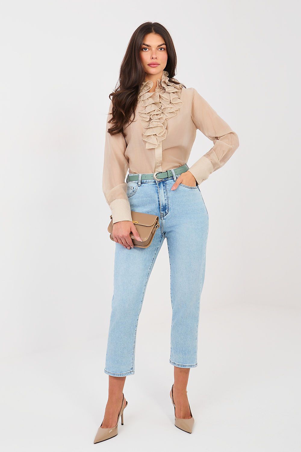 Women's Mom Jeans - Blue High Waist Stretch Denim-Straight Leg Jeans-LeStyleParfait