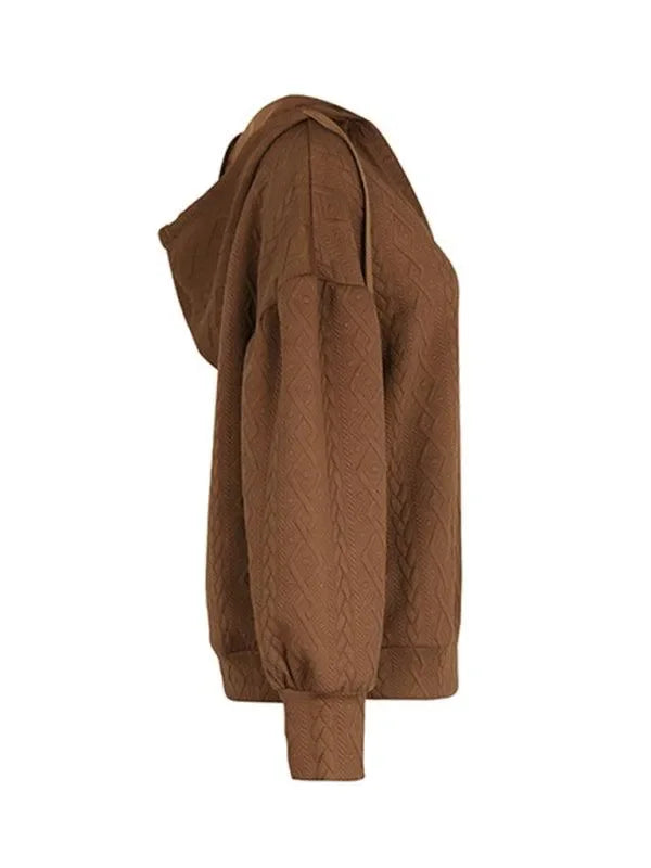 Women's New Solid Color Knitted Long Hooded Sweatshirt-LeStyleParfait