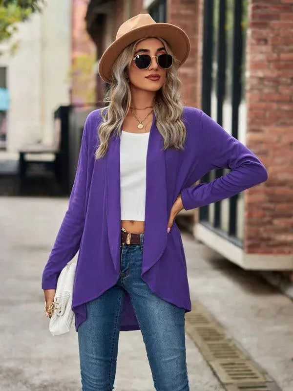 Women’s Open Front Longline Cardigan Sweater – Relaxed Fit