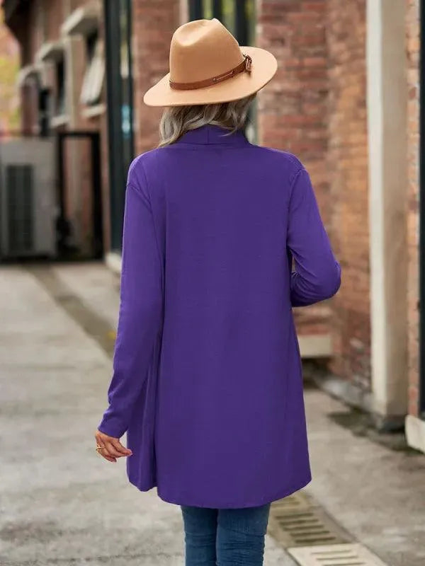 Women’s Open Front Longline Cardigan Sweater – Relaxed Fit
