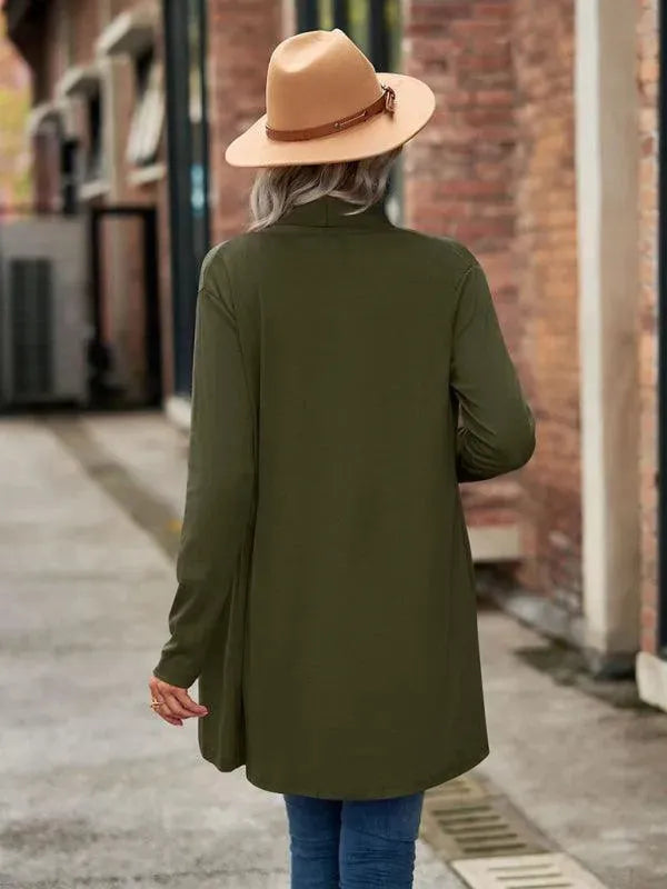 Women’s Open Front Longline Cardigan Sweater – Relaxed Fit