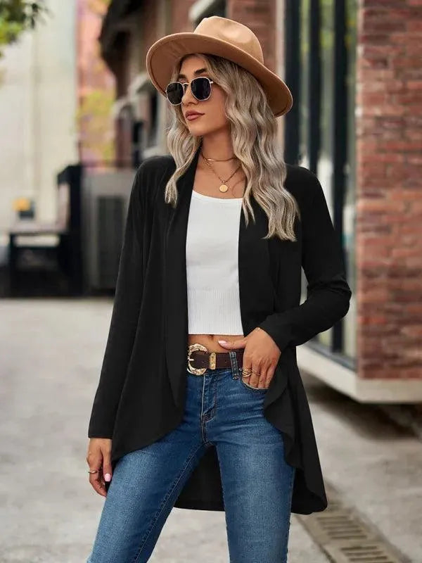 Women’s Open Front Longline Cardigan Sweater – Relaxed Fit