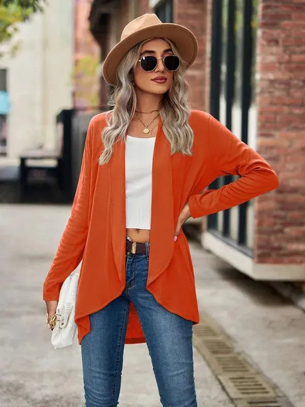 Women’s Open Front Longline Cardigan Sweater – Relaxed Fit