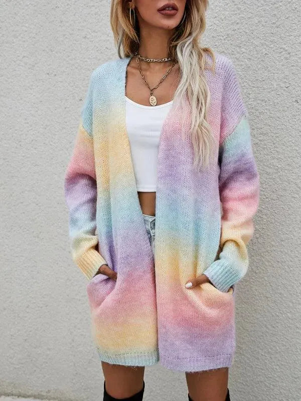 Women’s Oversized Tie-Dye Cardigan Sweater – Longline Fit