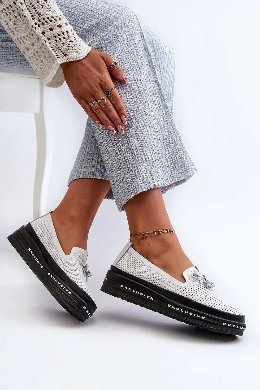 Women’s Perforated Platform Driving Loafers