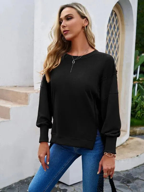 Women's Plain Casual Sweatshirt-Women Sweatshirt-LeStyleParfait