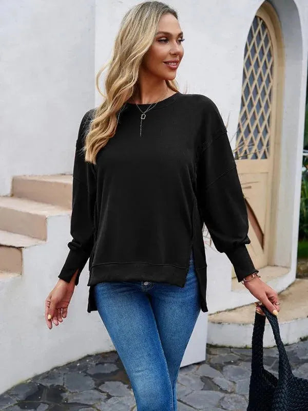 Women's Plain Casual Sweatshirt-Women Sweatshirt-LeStyleParfait
