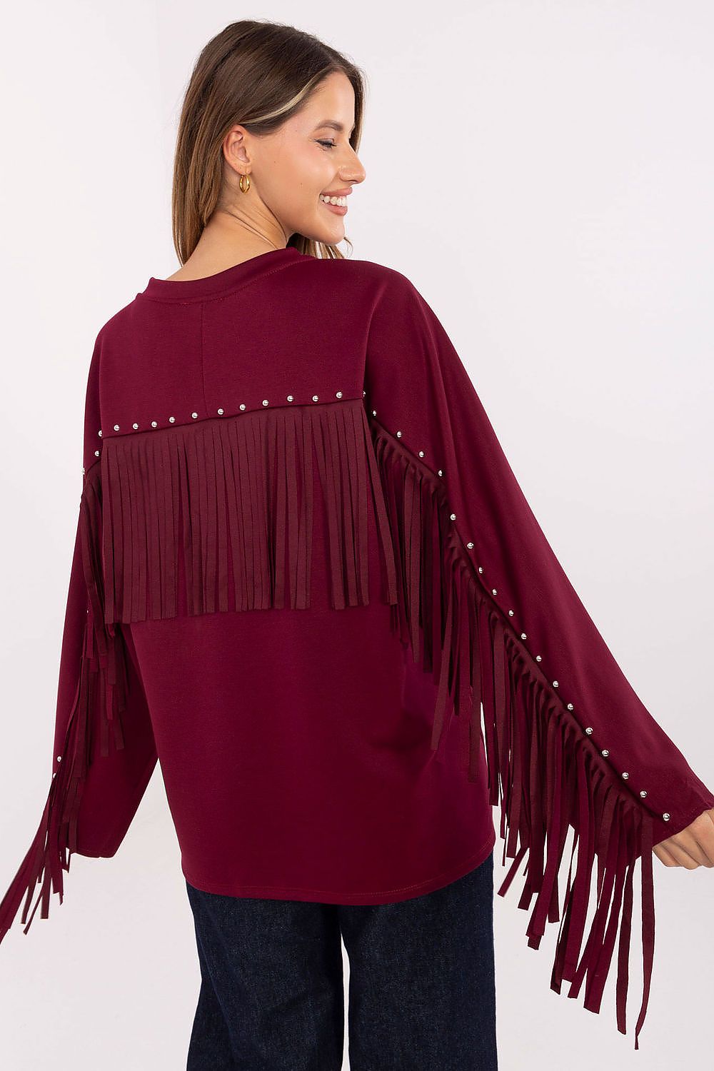 Women's Plain Viscose Crewneck Sweatshirt — Red-Women Sweatshirt-LeStyleParfait