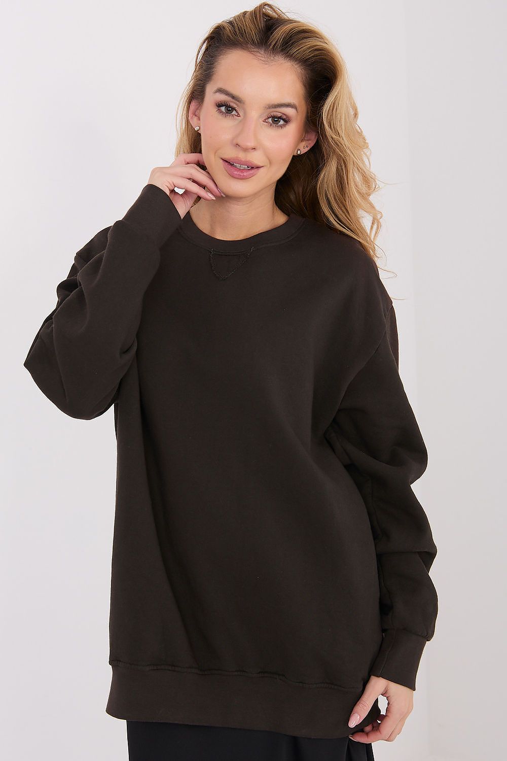 Women's Relaxed Plain Longline Sweatshirt — Black-Women Sweatshirt-LeStyleParfait