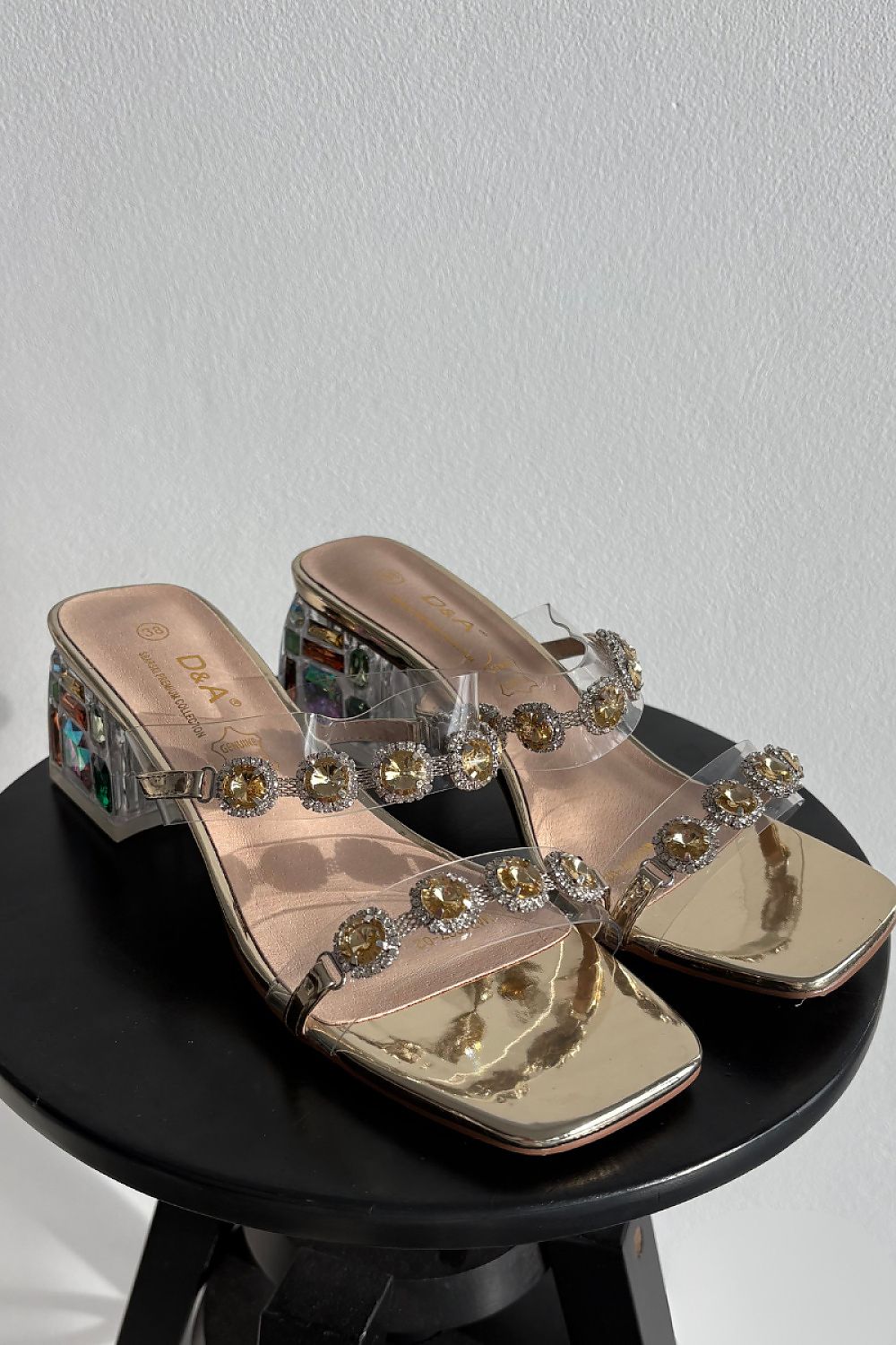 Women’s Rhinestone Cocktail Heel Sandals-Women's Sandals-LeStyleParfait