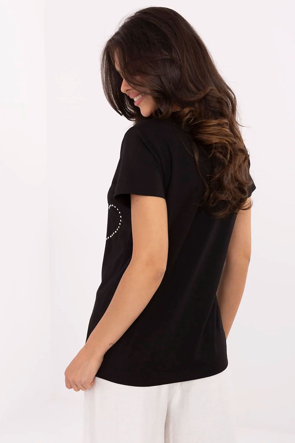 Women's Rhinestone V-Neck T-Shirt — Brown-Women T-Shirt-LeStyleParfait