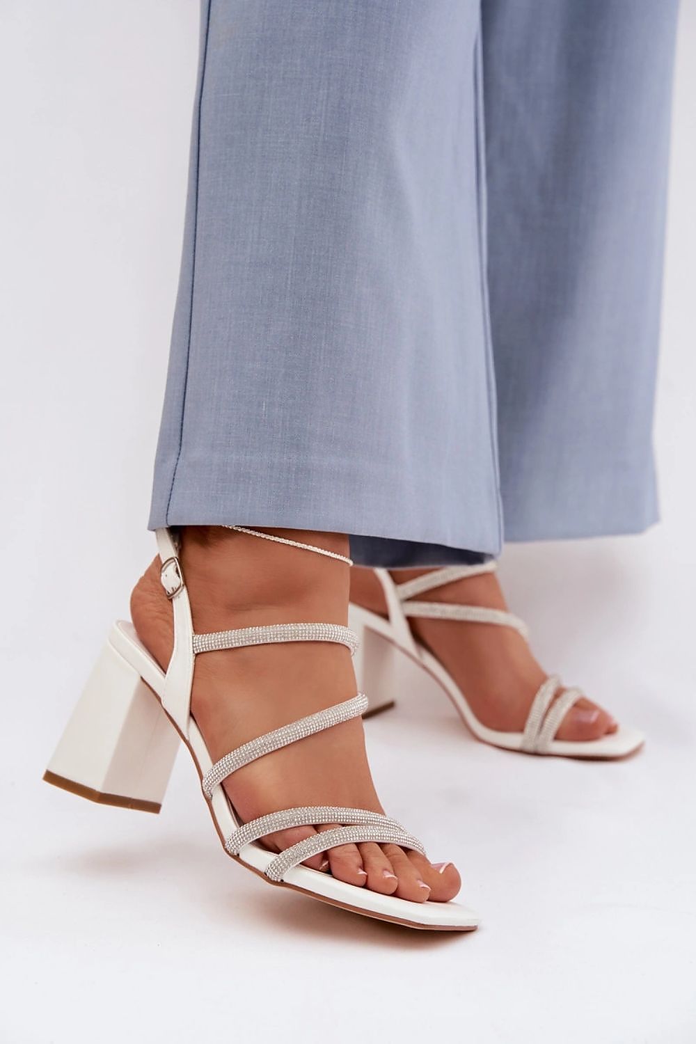 Women’s Rhinestone Wedding Block Sandals-Women's Sandals-LeStyleParfait