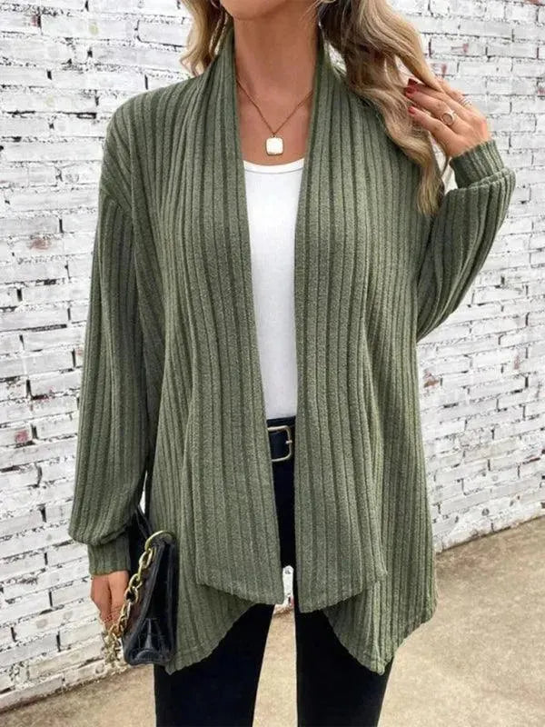 Women’s Ribbed Open Front Cardigan Sweater – Longline Slip-On