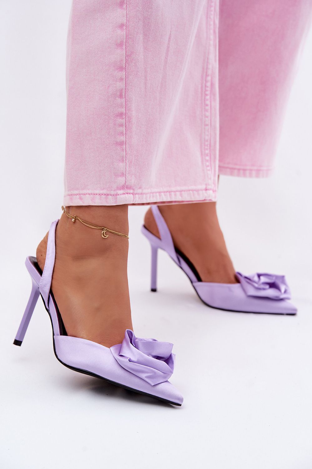 Women’s Satin Stiletto Slingback Sandals-Women's Sandals-LeStyleParfait