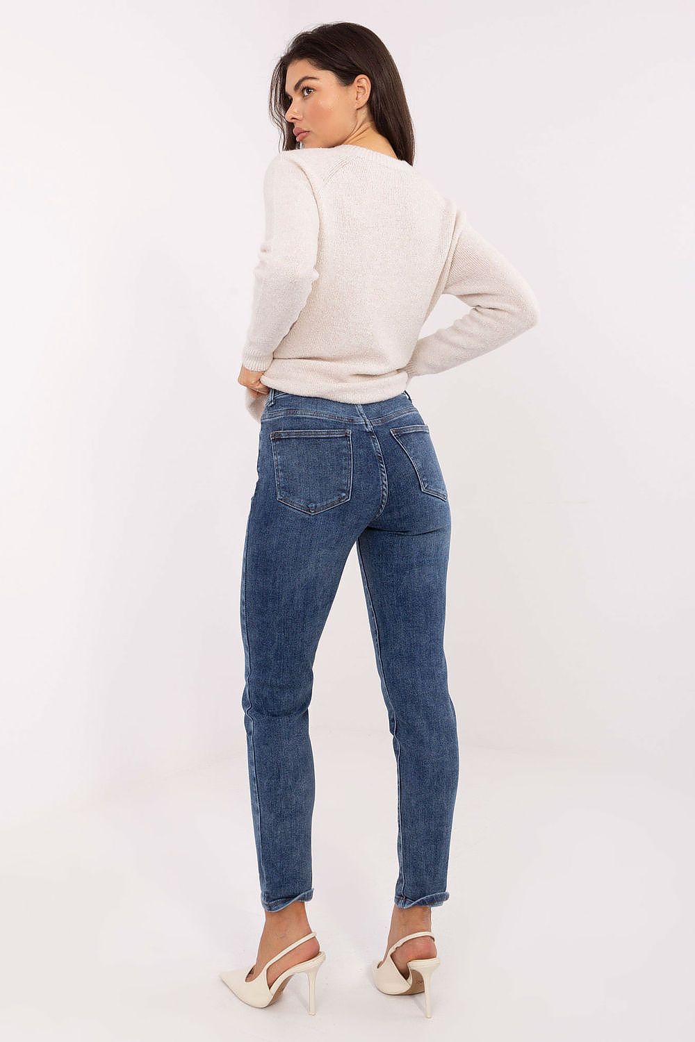 Women's Skinny Jeans - Blue Mid Rise Extended Sizes-Straight Leg Jeans-LeStyleParfait