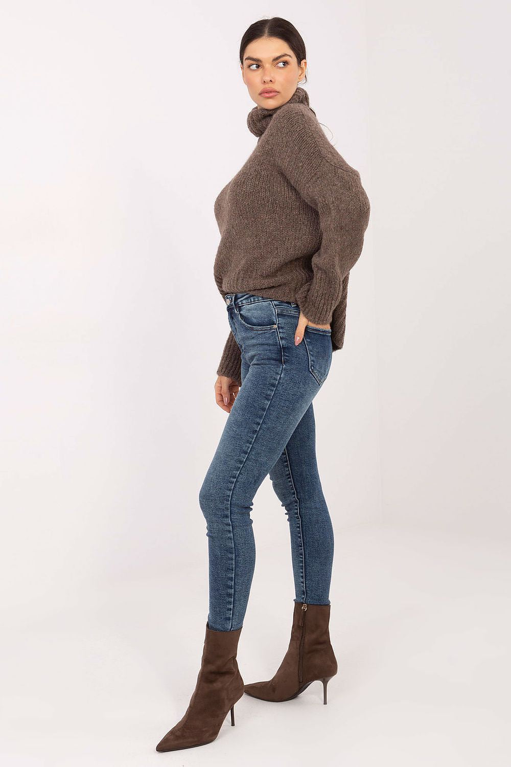 Women's Skinny Jeans - Blue Mid Rise Stretch Denim-Straight Leg Jeans-LeStyleParfait