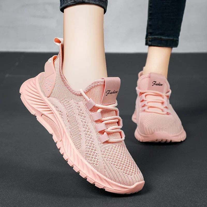Women's Sneakers - Low-Top Flat Sneakers - Lace-Up Spring-Autumn Shoes