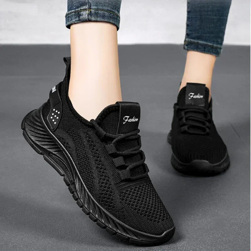 Women's Sneakers - Low-Top Flat Sneakers - Lace-Up Spring-Autumn Shoes