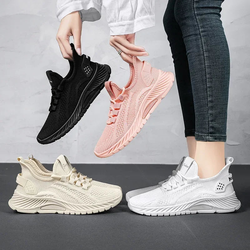 Women's Sneakers - Low-Top Flat Sneakers - Lace-Up Spring-Autumn Shoes