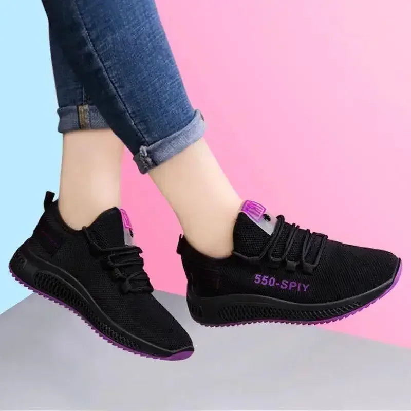 Women's Sneakers - Low-Top Flat Sneakers - Lace-Up Spring-Autumn Shoes