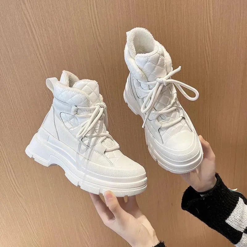Women's Sneakers - Platform Ankle Boots Sneakers - Lace-Up All-Season Shoes