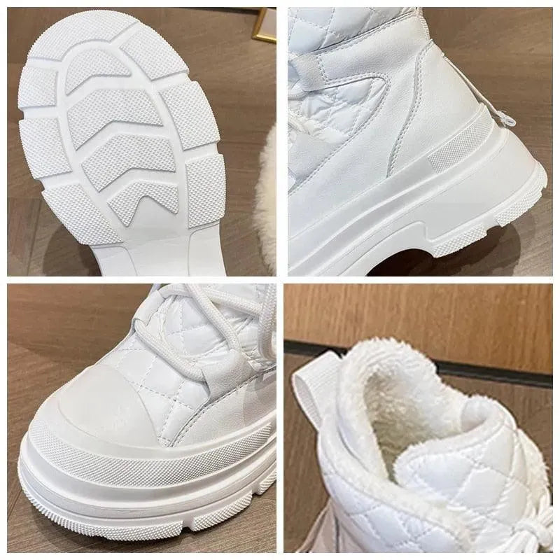 Women's Sneakers - Platform Ankle Boots Sneakers - Lace-Up All-Season Shoes