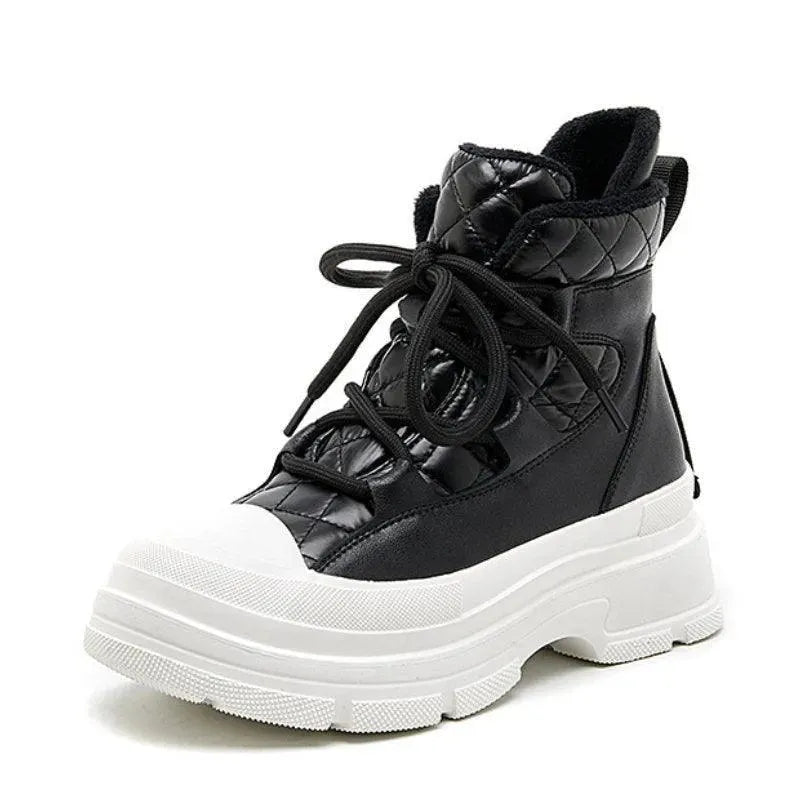 Women's Sneakers - Platform Ankle Boots Sneakers - Lace-Up All-Season Shoes