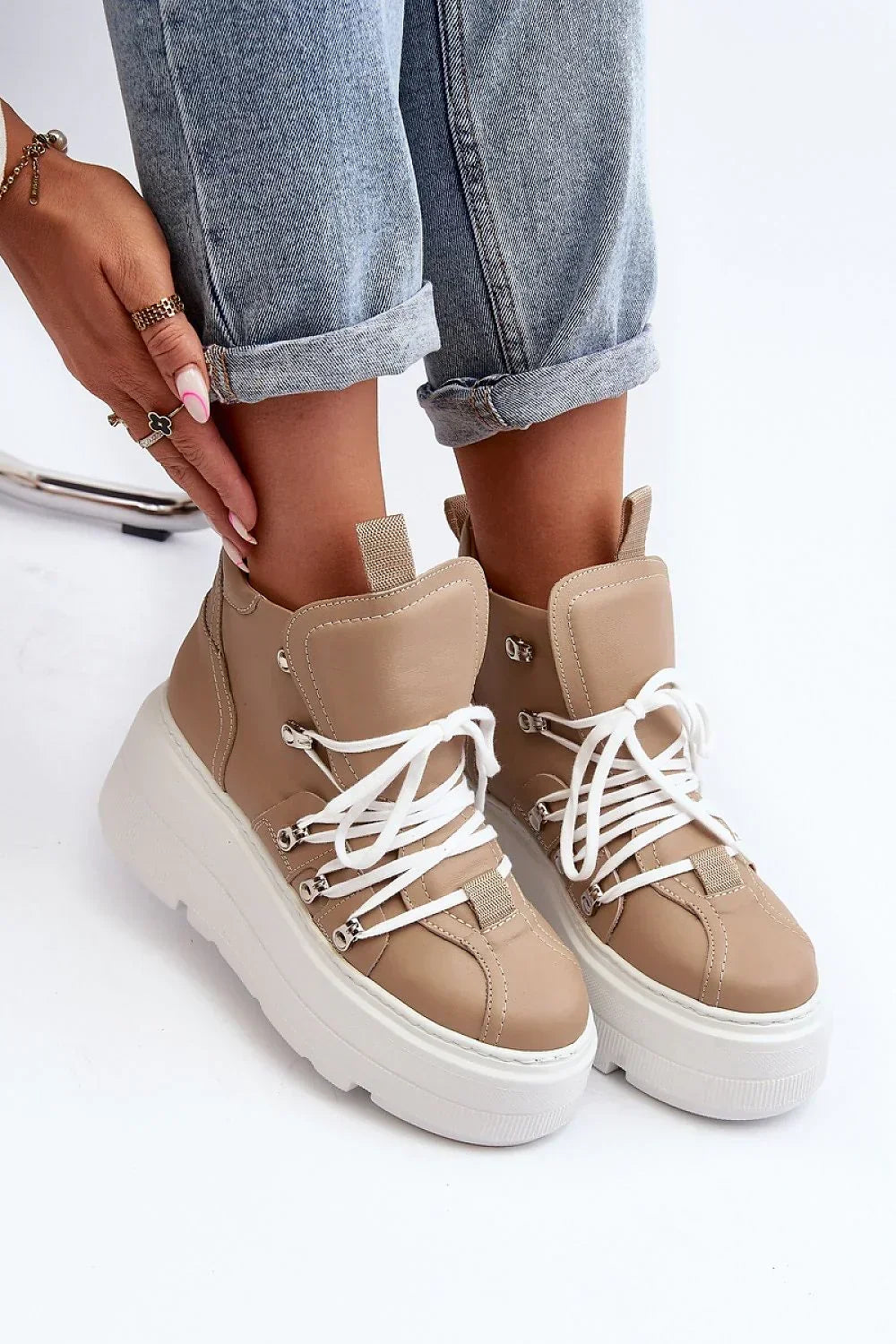 Women's Sneakers - Platform Sneakers Shoes - Lace-Up Spring Sneakers