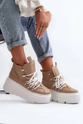 Women's Sneakers - Platform Sneakers Shoes - Lace-Up Spring Sneakers