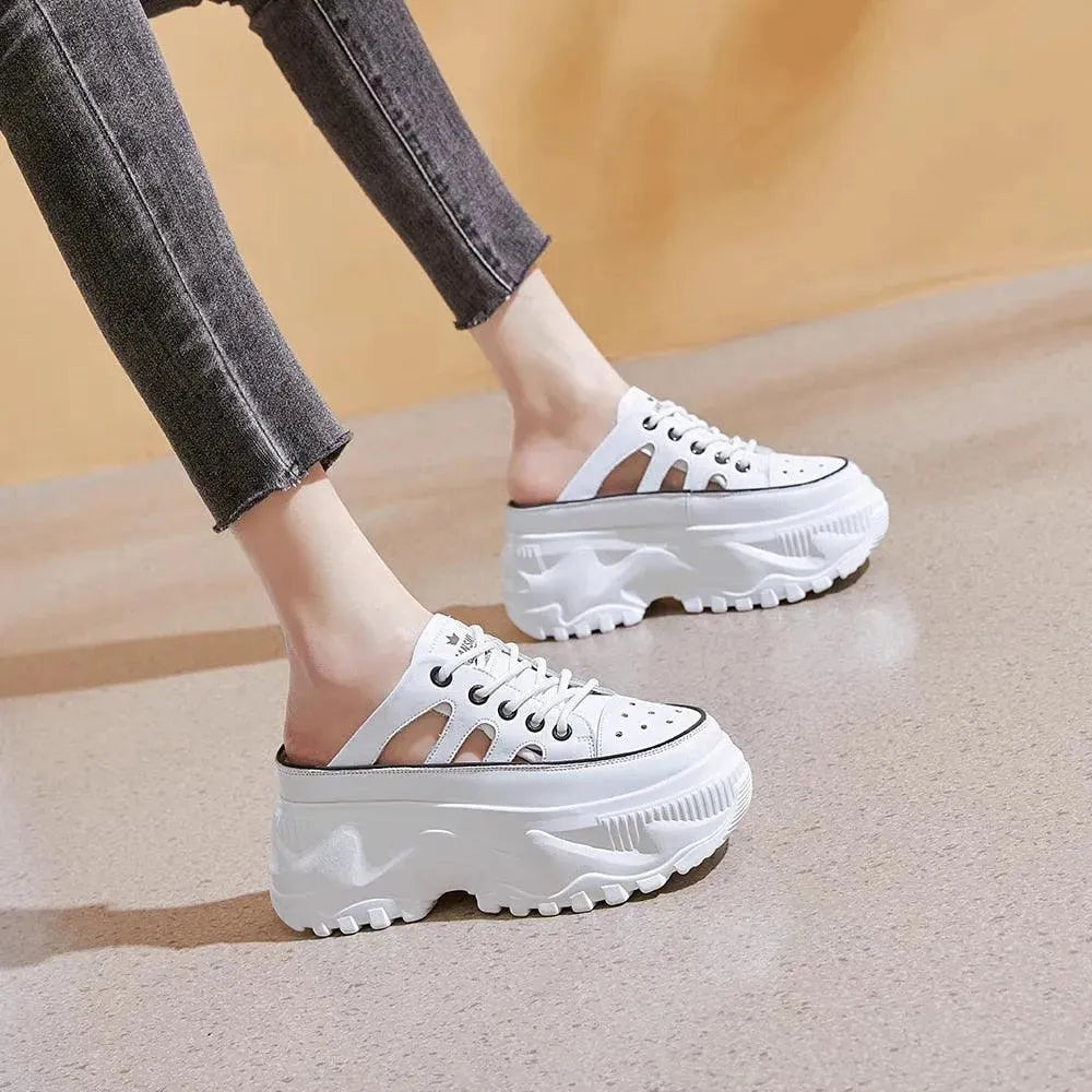 Women's Sneakers - Platform Wedge Sneakers- Lace-Up Slip-On All-Season Shoes