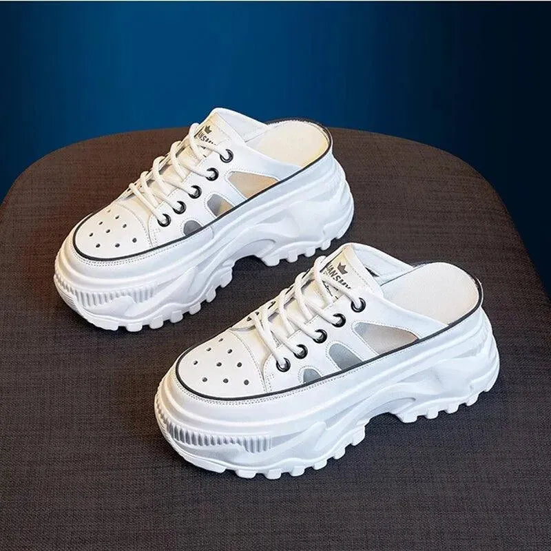 Women's Sneakers - Platform Wedge Sneakers- Lace-Up Slip-On All-Season Shoes