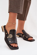 Women’s Square Heel Slide Sandals-Women's Sandals-LeStyleParfait