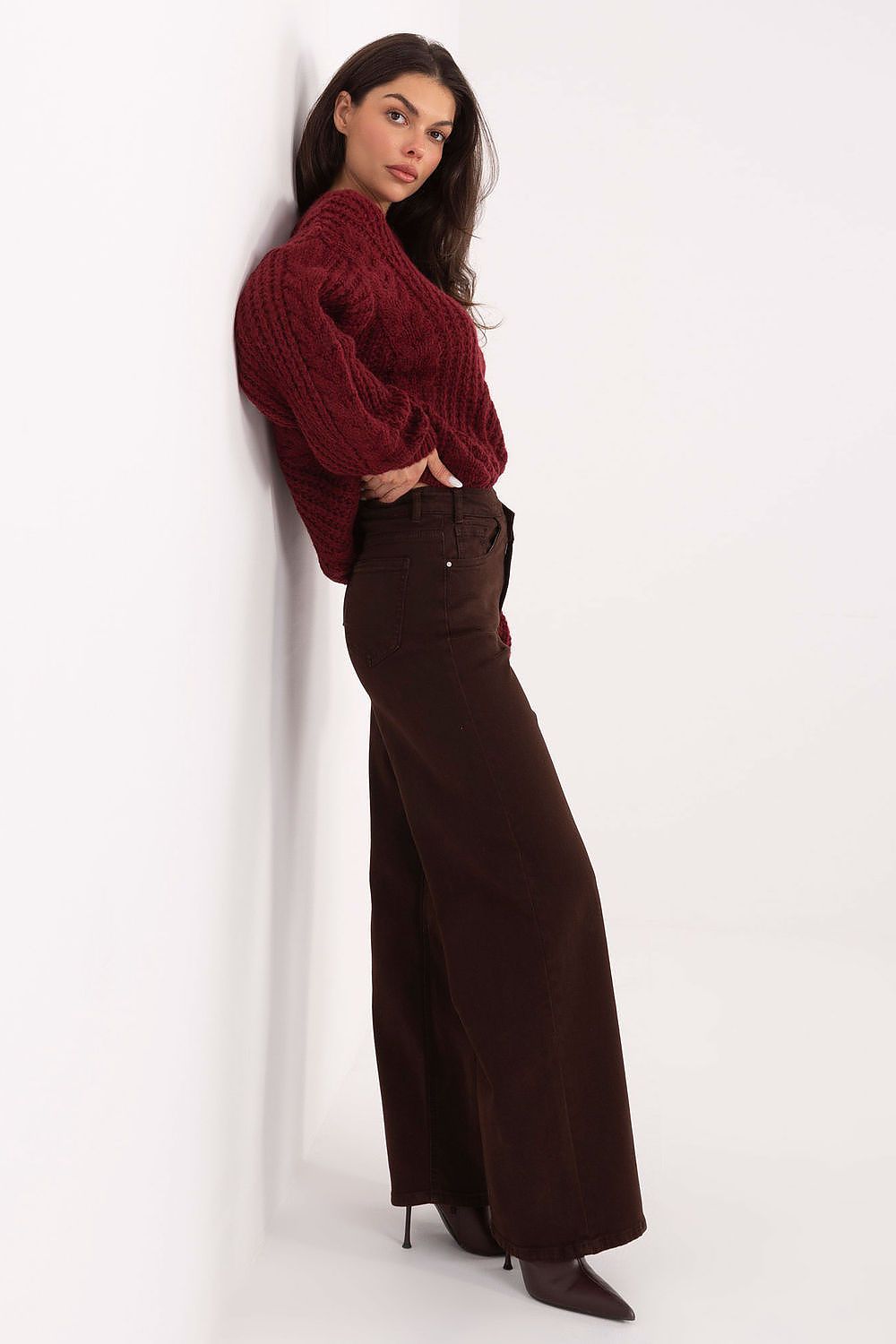 Women's Straight Leg Jeans - Brown High Waist Denim-Straight Leg Jeans-LeStyleParfait