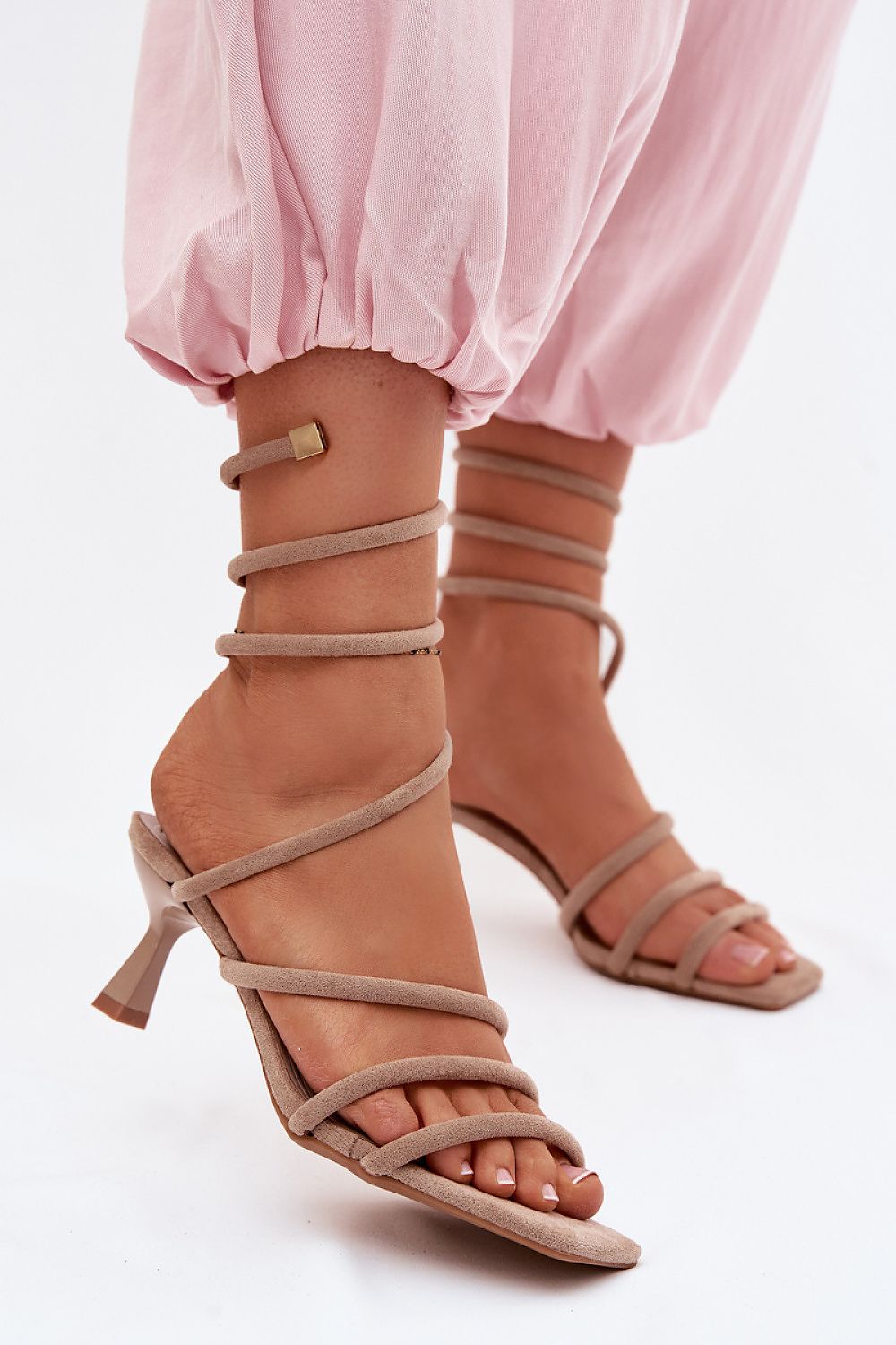 Women’s Strappy Square Toe Heel Sandals-Women's Sandals-LeStyleParfait