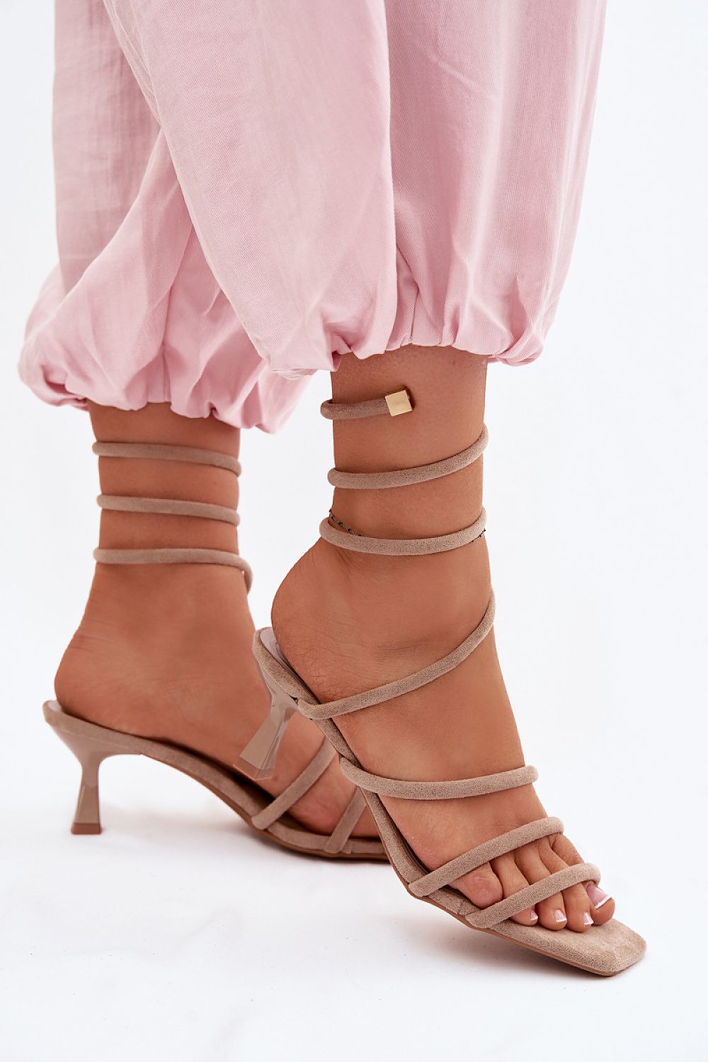 Women’s Strappy Square Toe Heel Sandals-Women's Sandals-LeStyleParfait