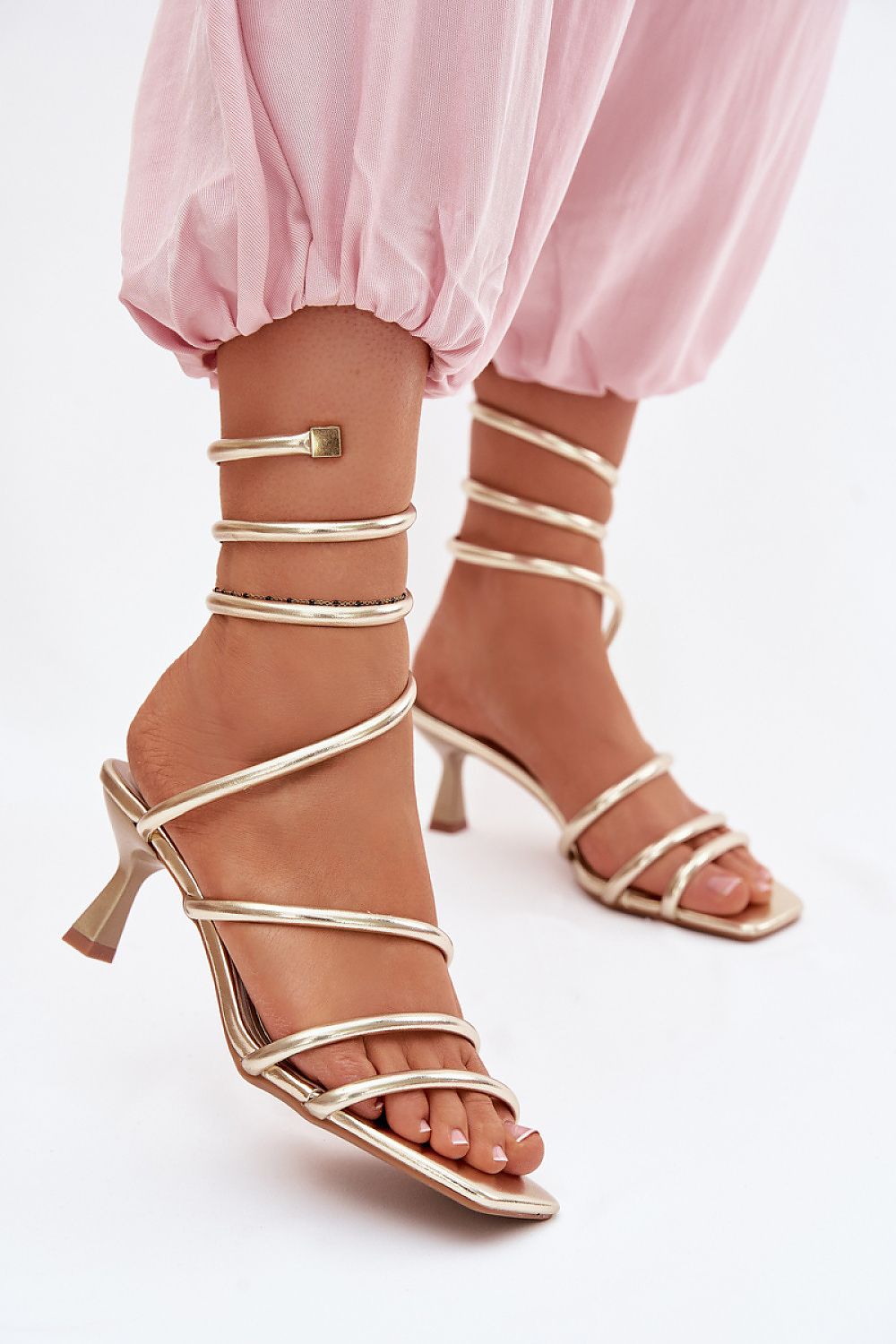 Women’s Strappy Square Toe Heel Sandals-Women's Sandals-LeStyleParfait