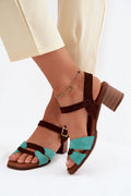 Women’s Suede Block Heel Sandals-Women's Sandals-LeStyleParfait